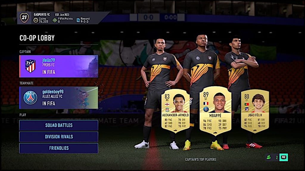 A shot of the FIFA 21 Ultimate Team mode