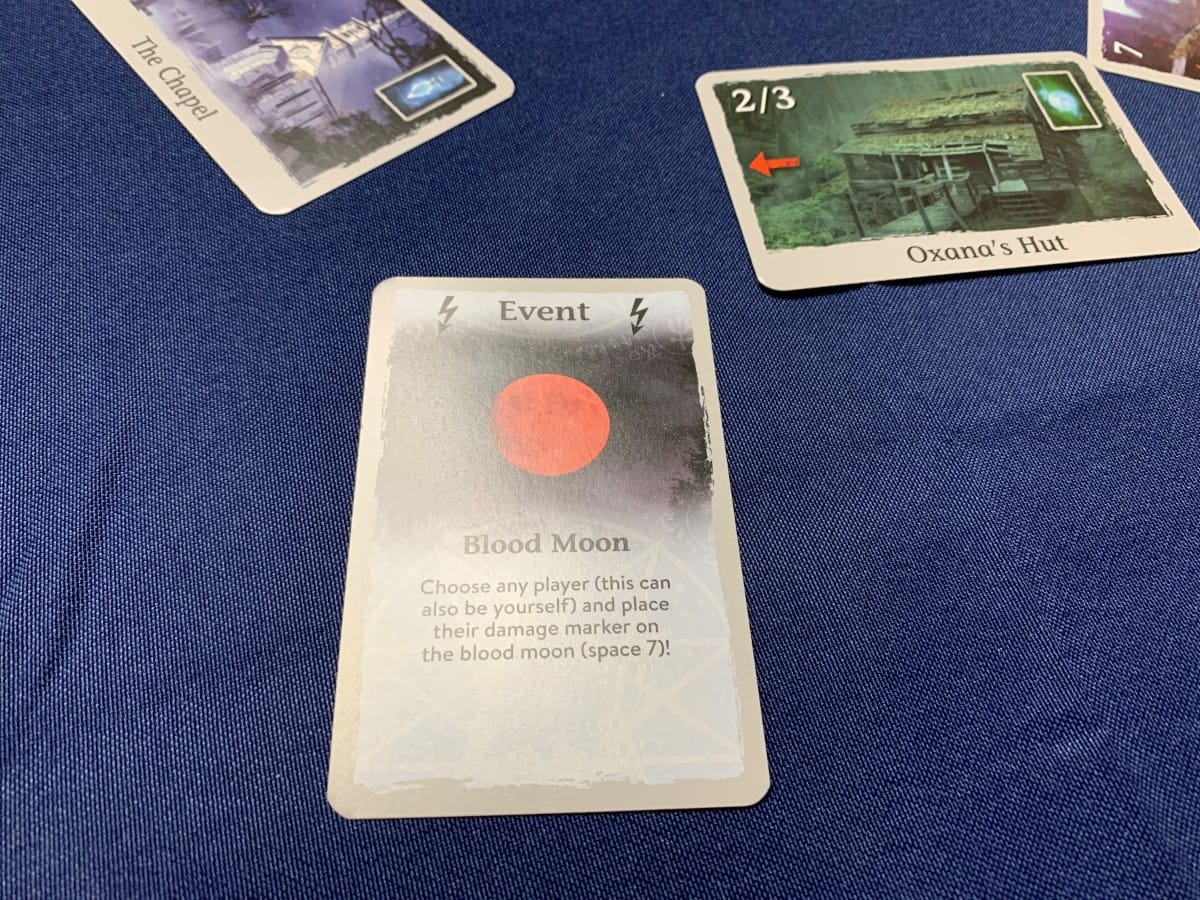 The text for the blood moon card in the board game, Fangs