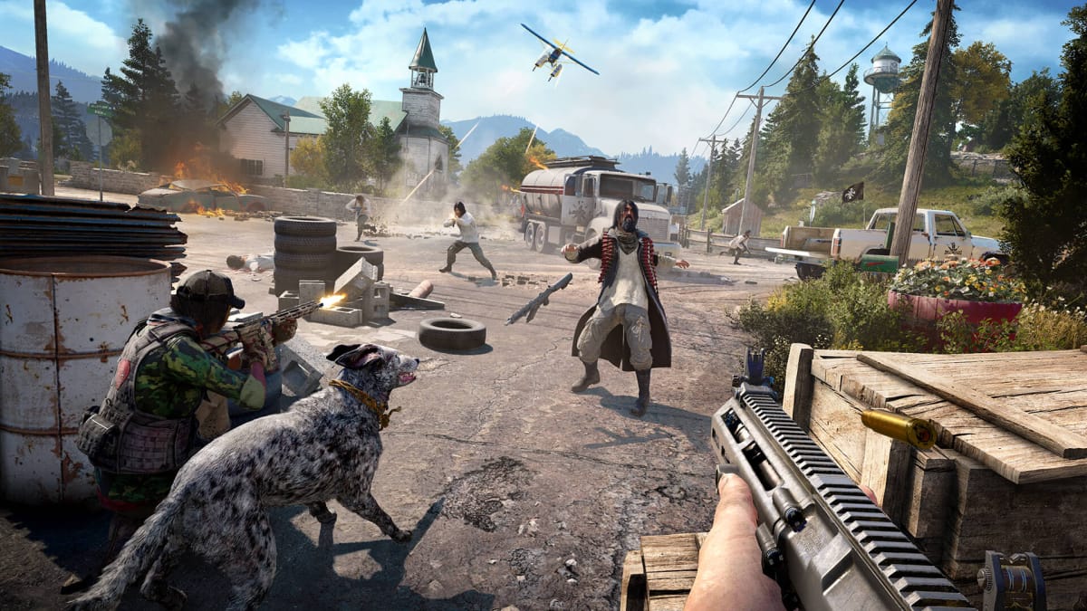 A frantic firefight in Far Cry 5, part of the Xbox Game Pass June 2022 lineup