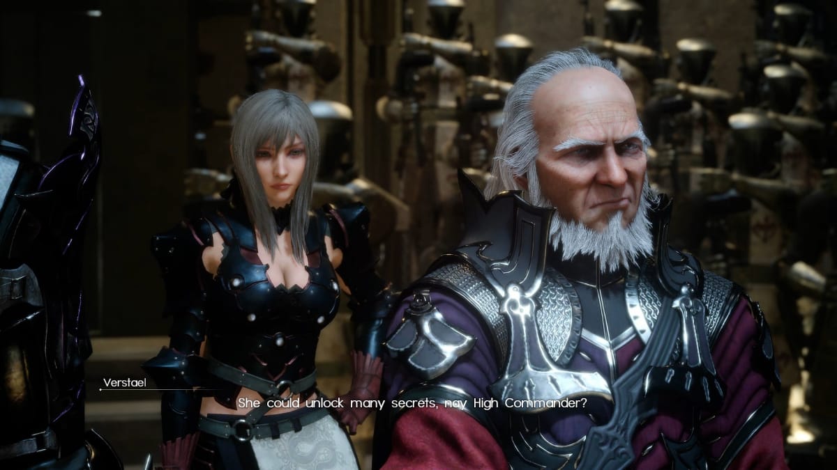 A final fantasy 15 cinematic featuring Verstael and Aranea
