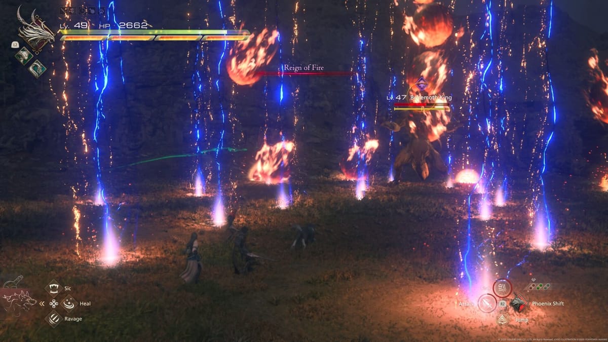 Clive Fighting the King Behemoth in Final Fantasy XVI