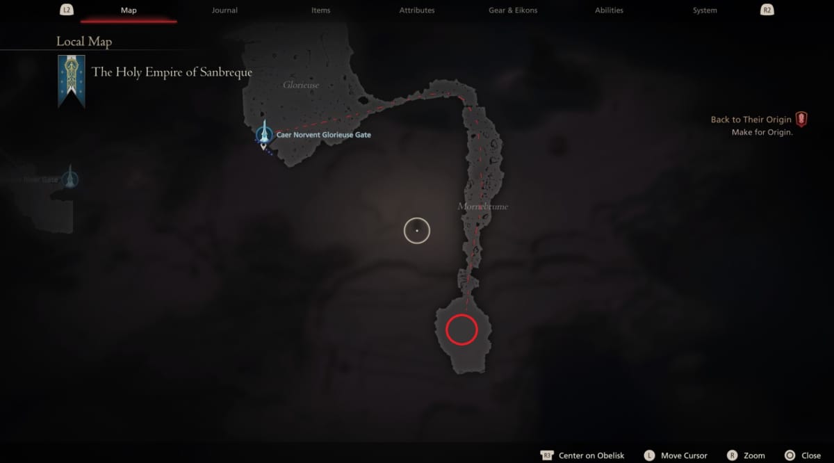 The location of the Ruin Reawakened hunt in Final Fantasy XVI