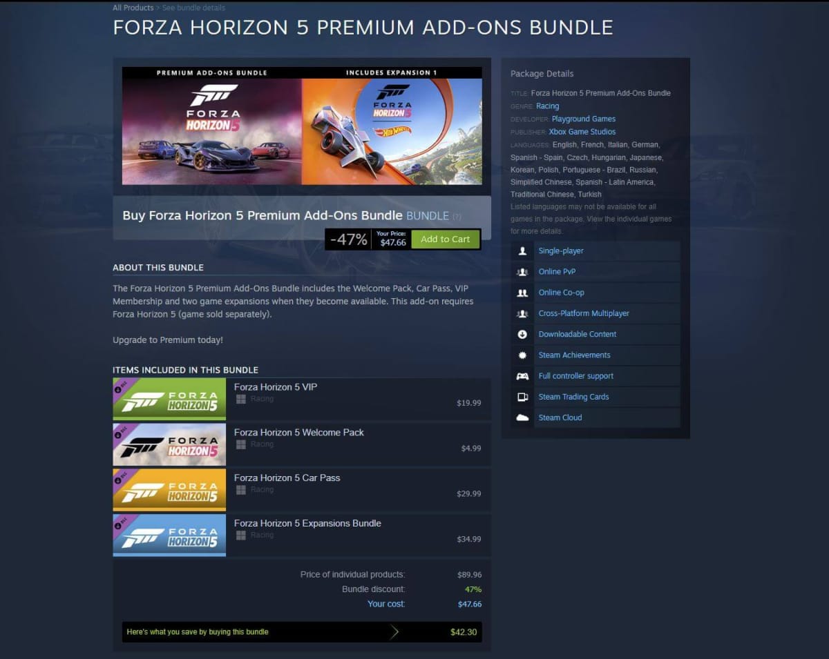 The now-deleted Steam listing for the first Forza Horizon 5 expansion