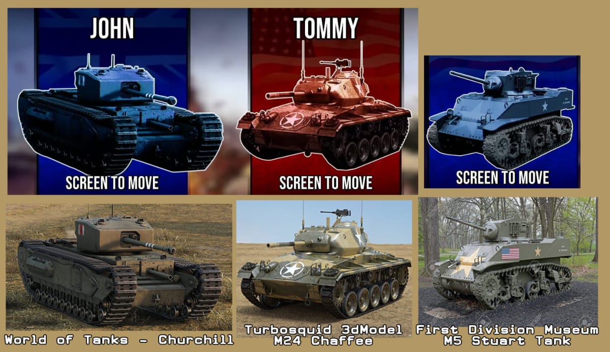 An image showing Intellivision Amico Tank Battle assets stolen from World of Tanks and other places