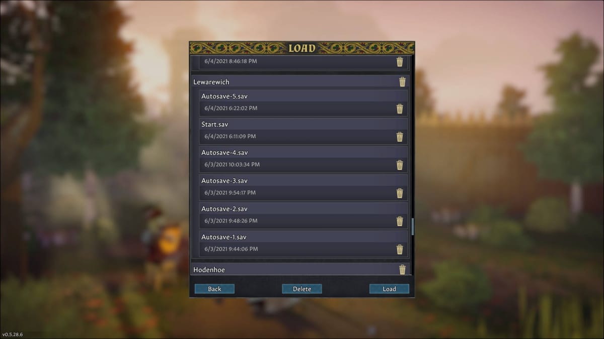 Going Medieval's Save System menu