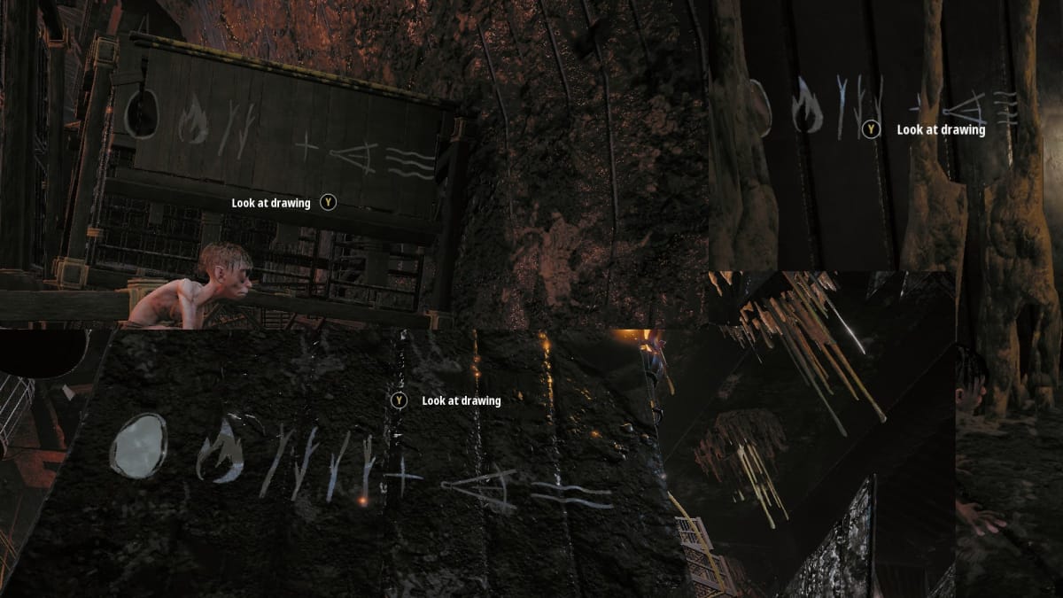 3 screenshots of Gollum in a collage, showing several different scrawled instrucitons for hatching various eggs. 