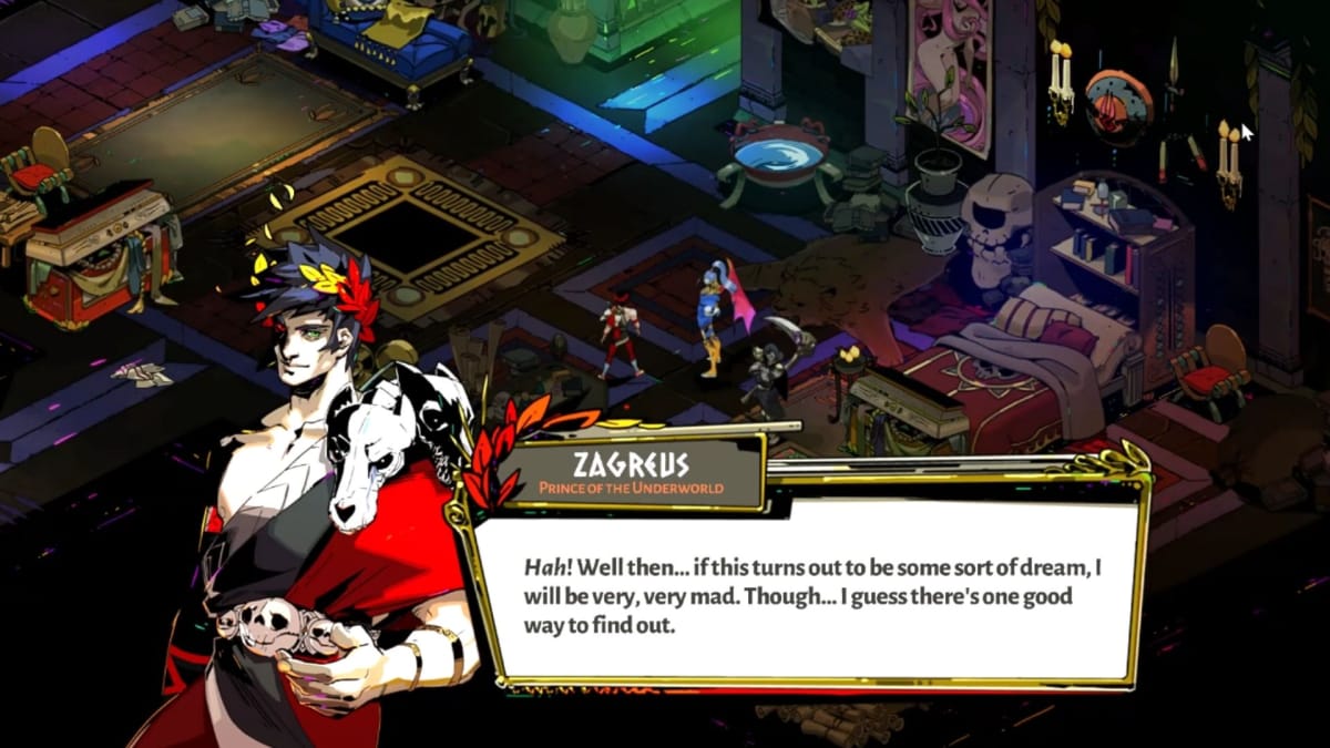 Zagreus from Hades in a relationship with Meg and Thantos
