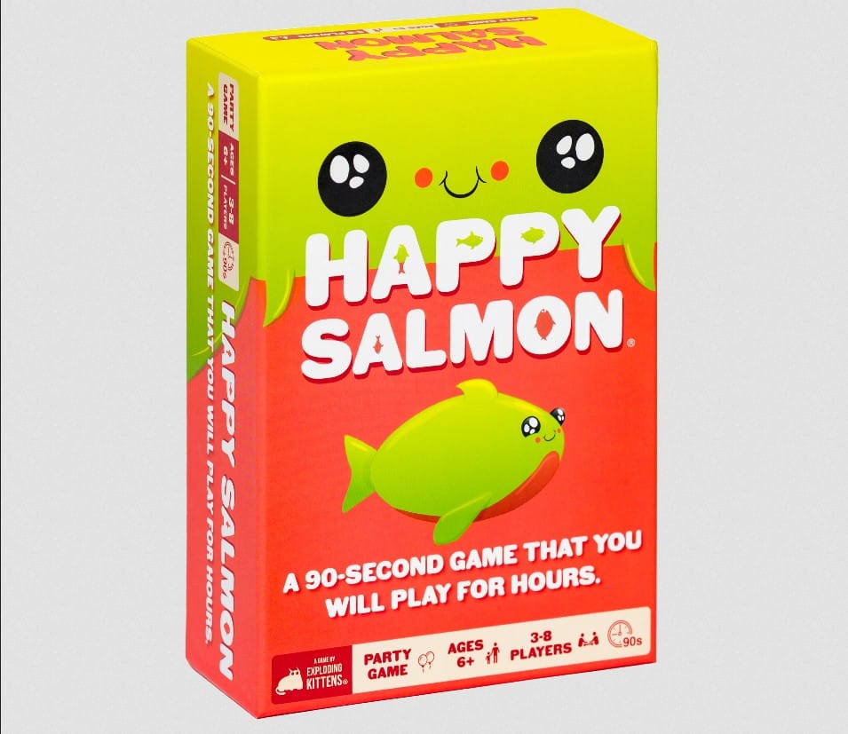 Box art for the card game, Happy Salmon