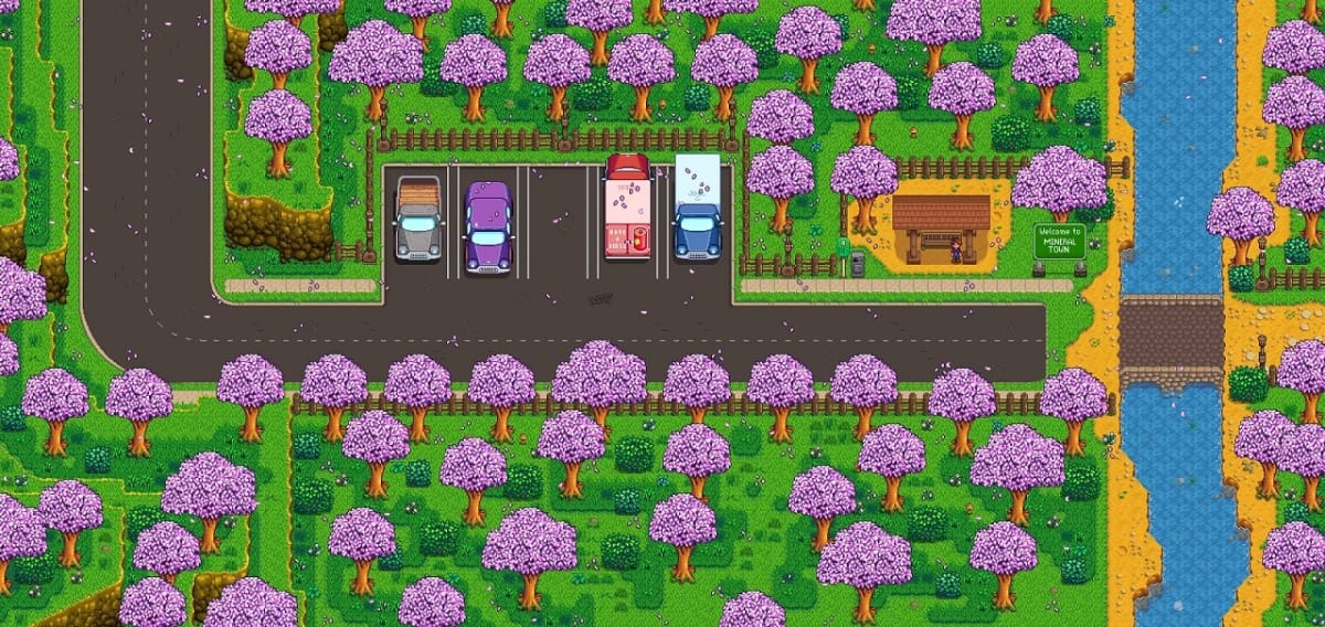 Harvest Moon Stardew Valley mod screenshot showing the entrance into Mineral Town.