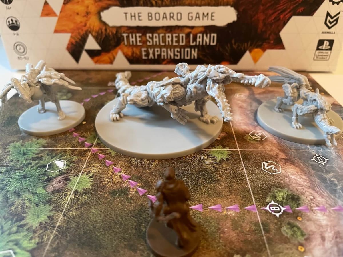 Machine enemies from the Sacred Land expansion of Horizon: Zero Dawn The Boardgame