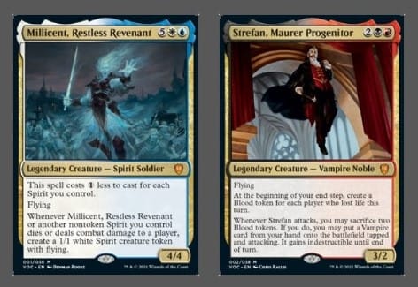 The face cards for the new Commander decks in Innistrad Crimson Vow