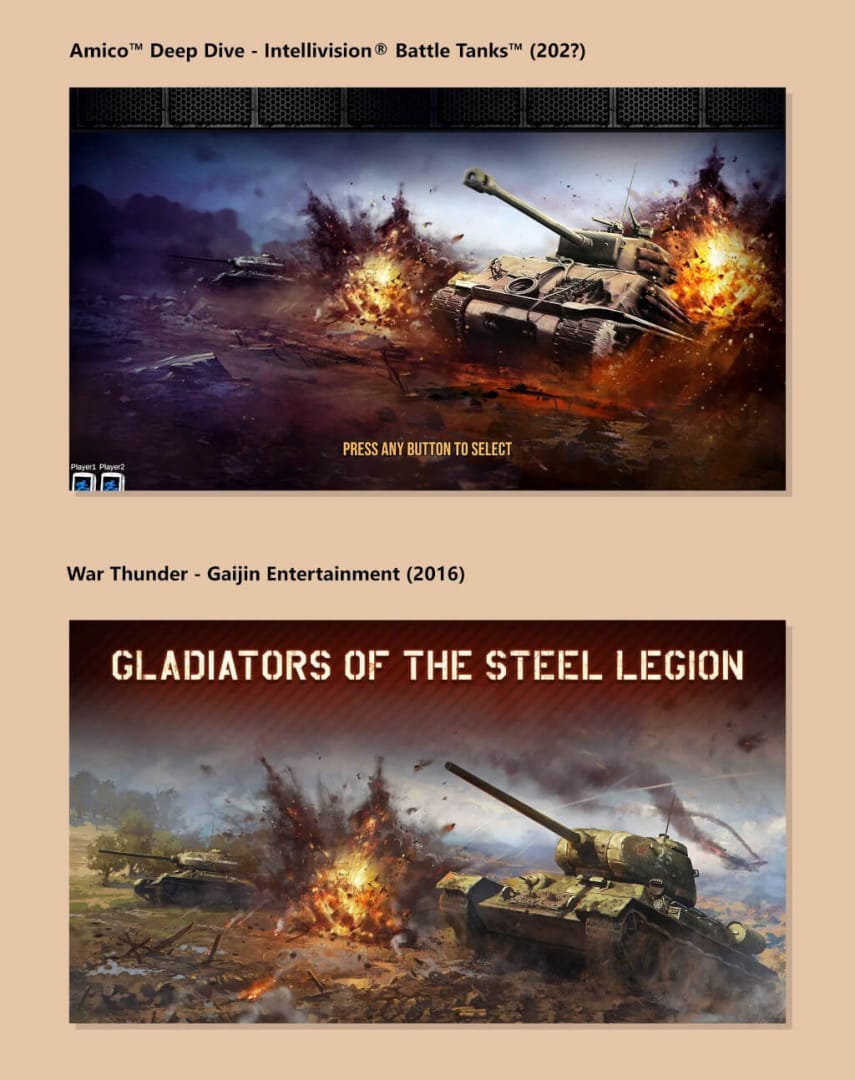 An image showing similar art in the Intellivision Amico game Tank Battle and War Thunder