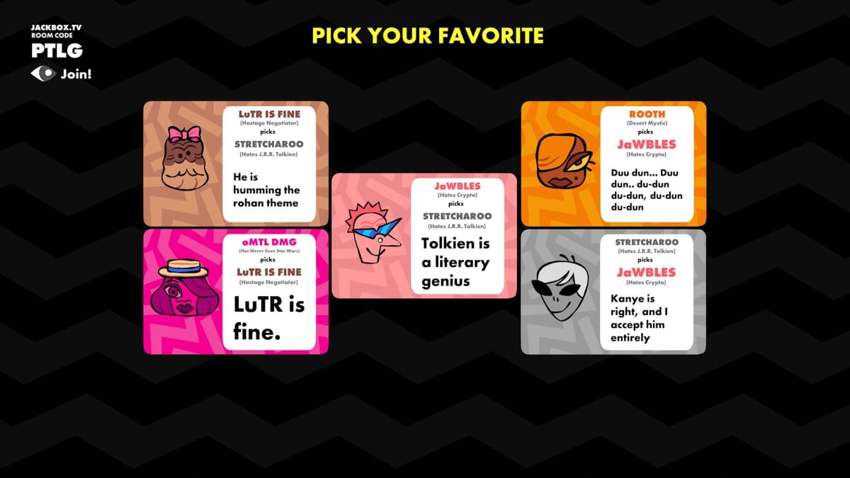 Roommates in Roomerang from The Jackbox Party Pack share thoughts on other participants