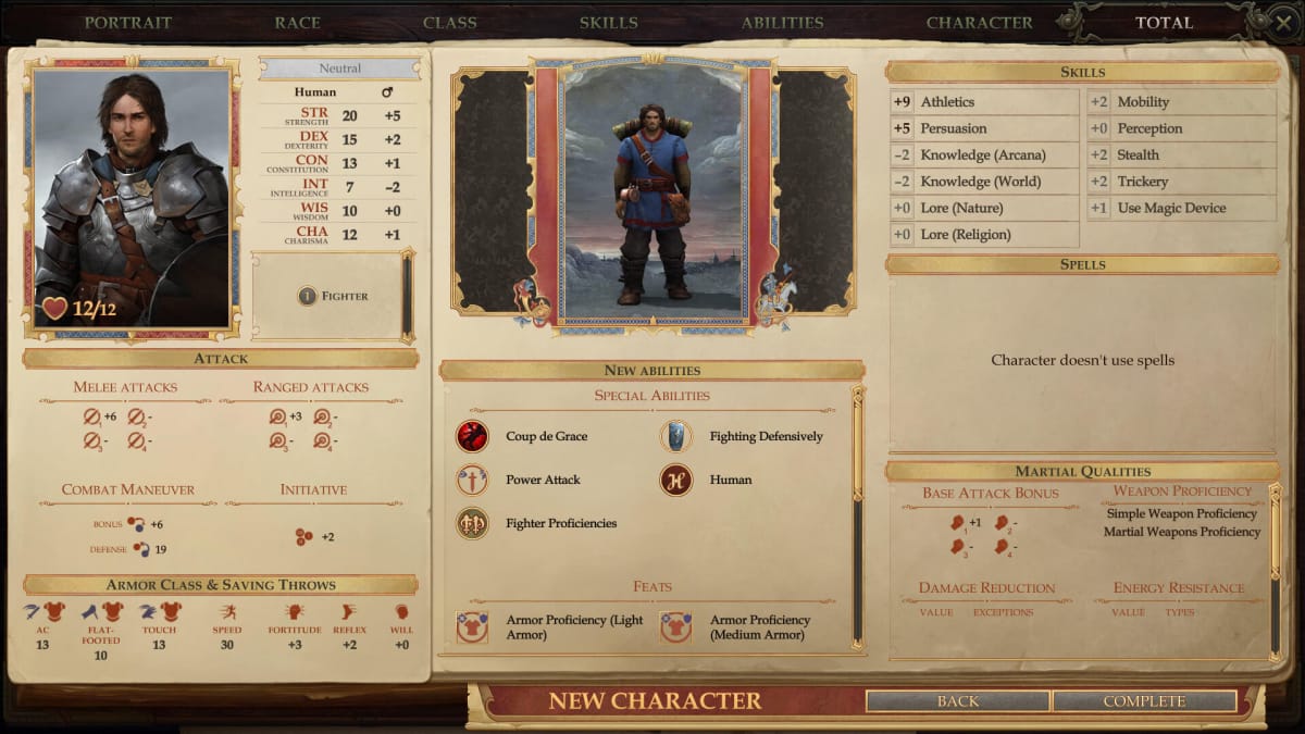 Kingmaker Character Sheet Screen