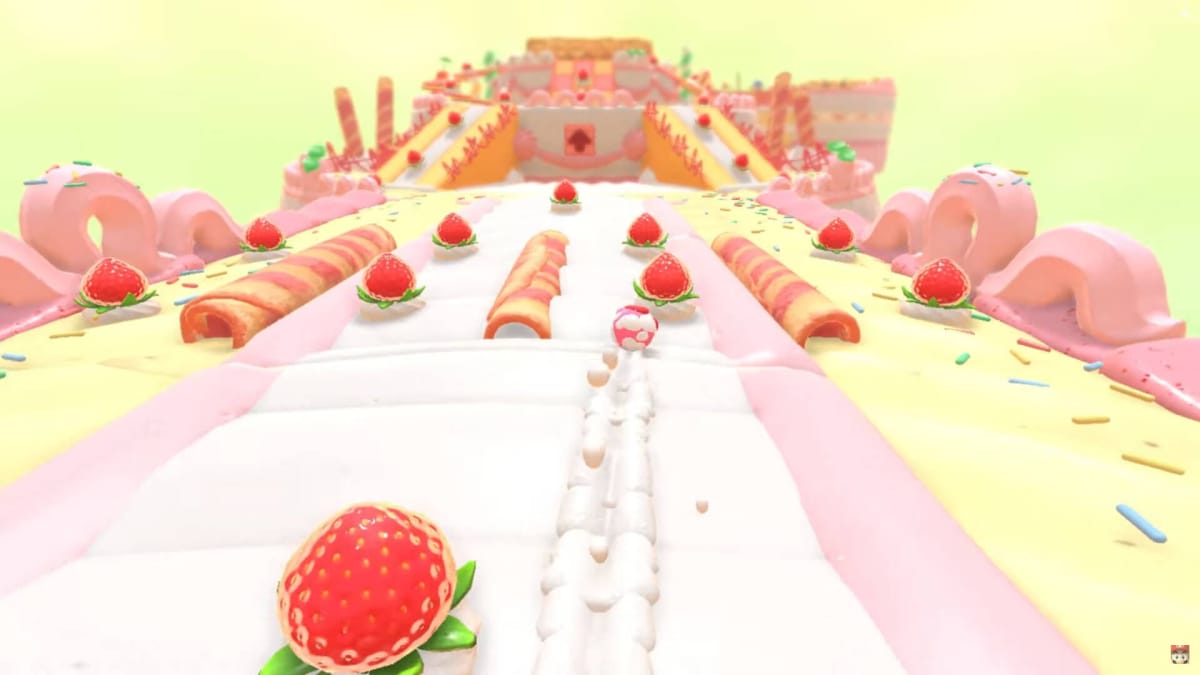 The Race gameplay mode in action in Kirby's Dream Buffet