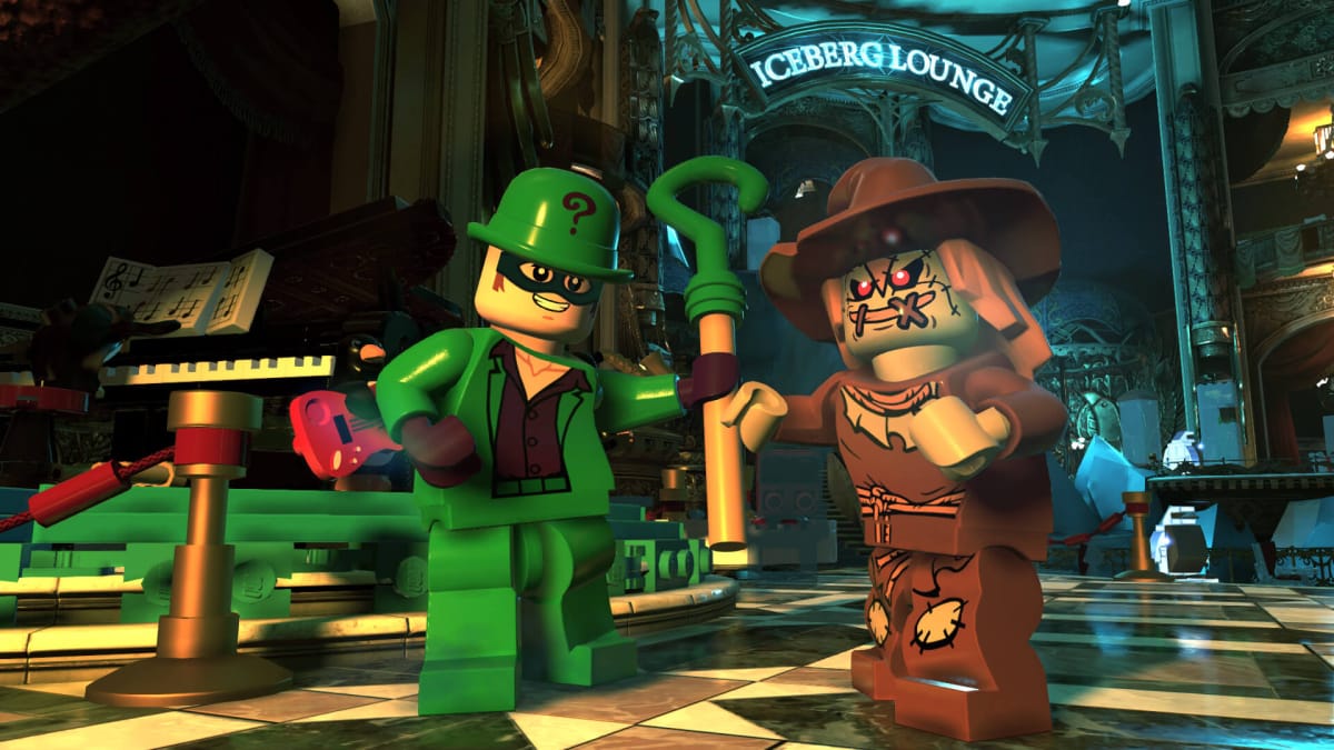 The Riddler and Scarecrow in the PS Plus December 2021 game Lego DC Super-Villains