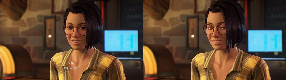 Split-screen comparison of the ray-tracing option