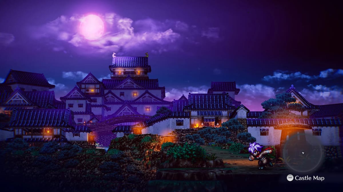 Oboromaru running towards Ode Iou's palace in the Edo Japan chapter of the Live A Live Switch remake
