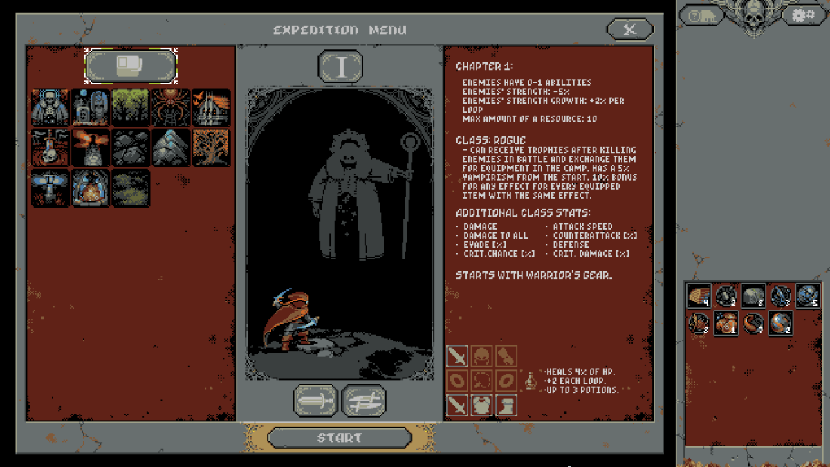 The start expedition menu