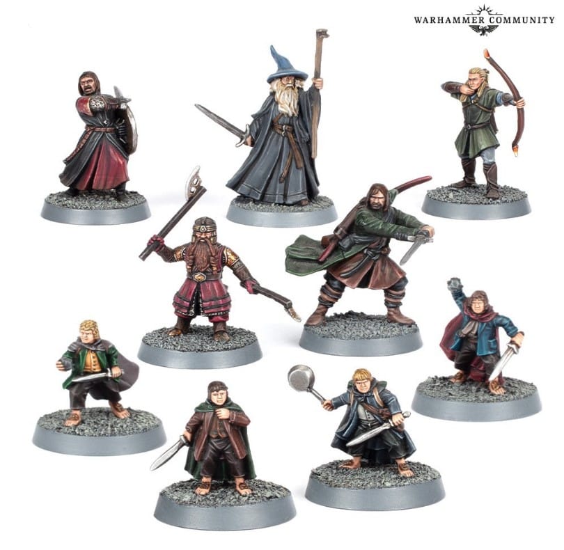 A closer look at the Fellowship of the Ring as miniatures for Battle in Balin's Tomb