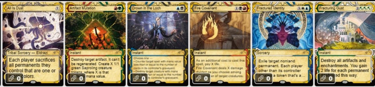 the leaked cards as shown in Magic The Gathering Online