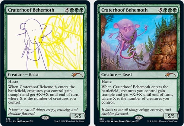 The Magic Card Craterhoof Behemoth drawn by a child