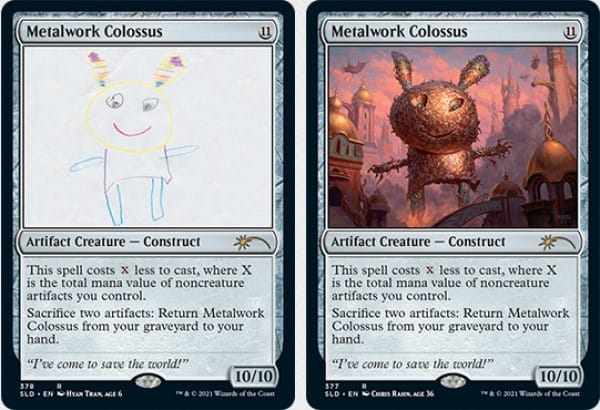 The Magic card Metalwork Colossus drawn by a child