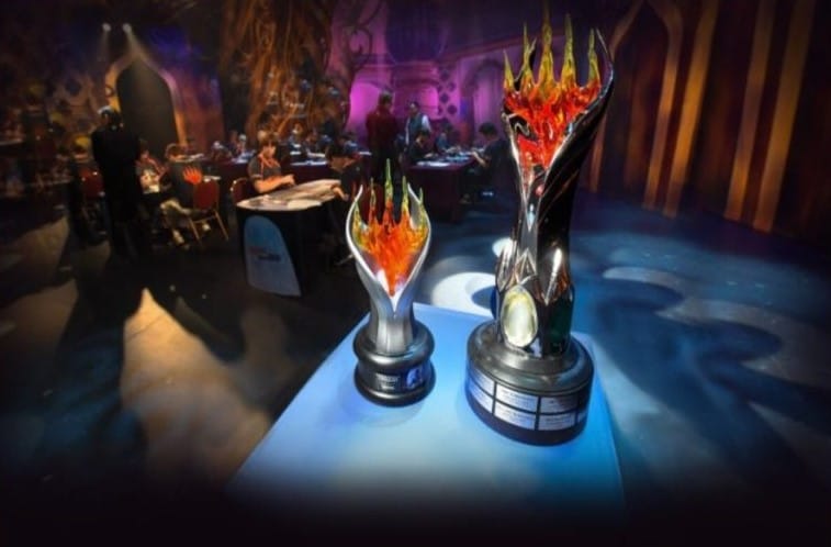 A photo of the Magic World Championship Trophy