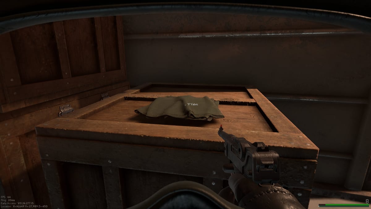 Marauders Fabric located loose on top of a container in the map.