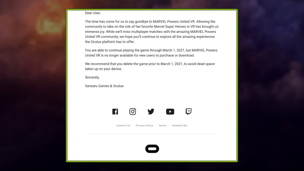 Marvel Powers United VR shutting down e-mail