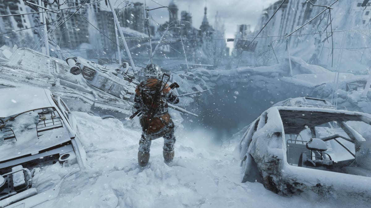 A ranger in the snow in Metro Exodus