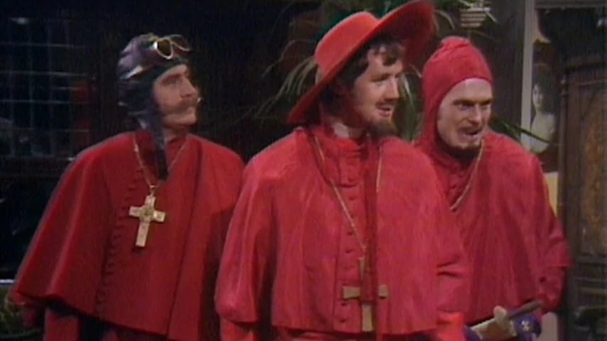 Monty Python Spanish Inqusition screenshot featuring three men in robes