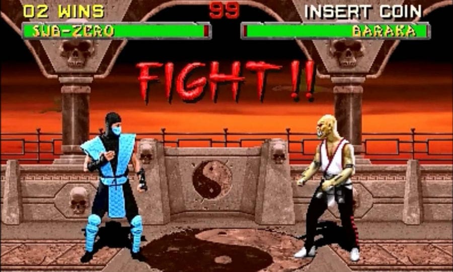 A screenshot of a fight from Mortal Kombat 2