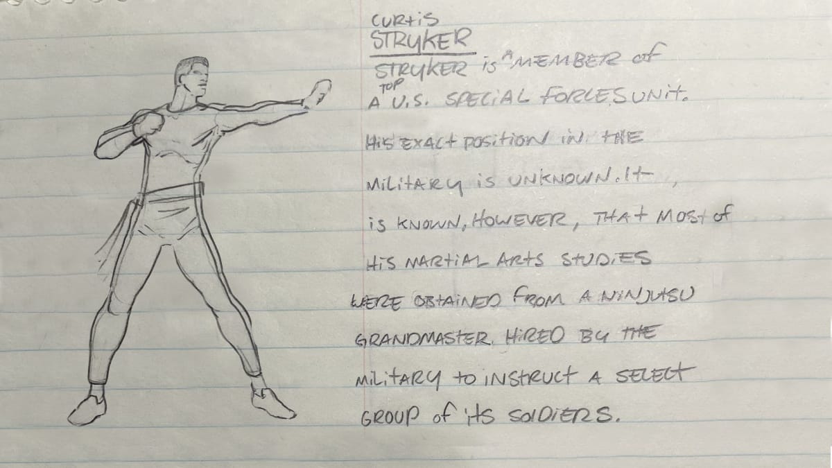 MortalKombat Sketch of Curtis Stryker, prior to being turned into the fighter we know today Sonya Blade, MK 30th Anniversary.
