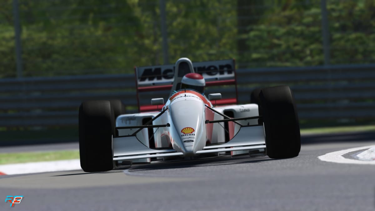 A Formula racing car with McLaren branding in Motorsport Games' Rfactor 2