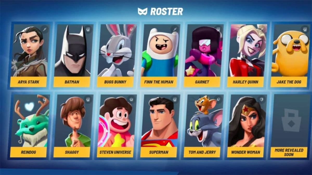 MultiVersus Leaks, Image of the character currently available in game such as Shaggy, Batman, Finn the human, Jake the Dog and Garnet
