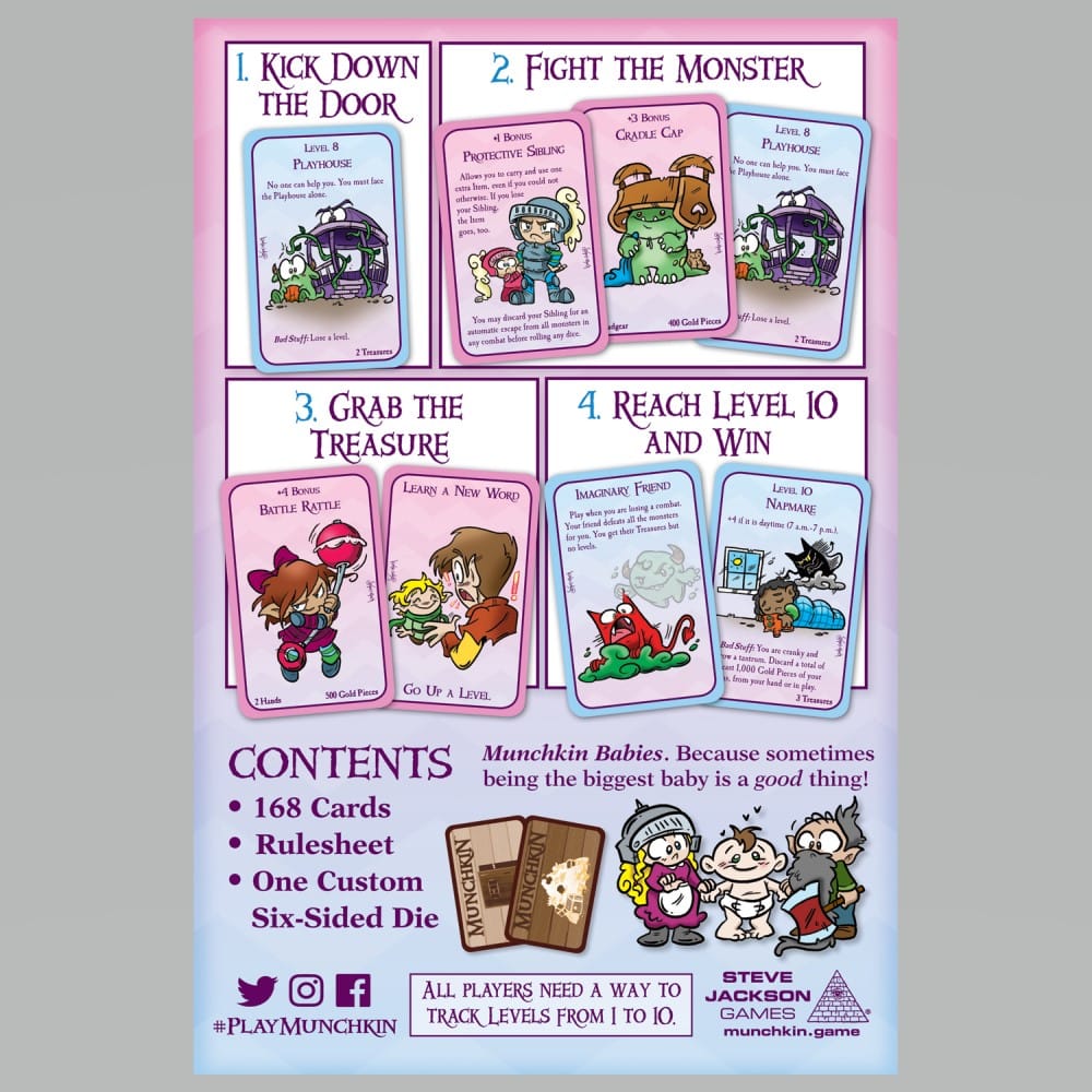 Back of the box art for the Munchkin Babies game