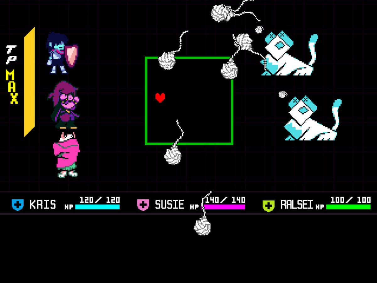 The party faces off against a group of enemies in Deltarune