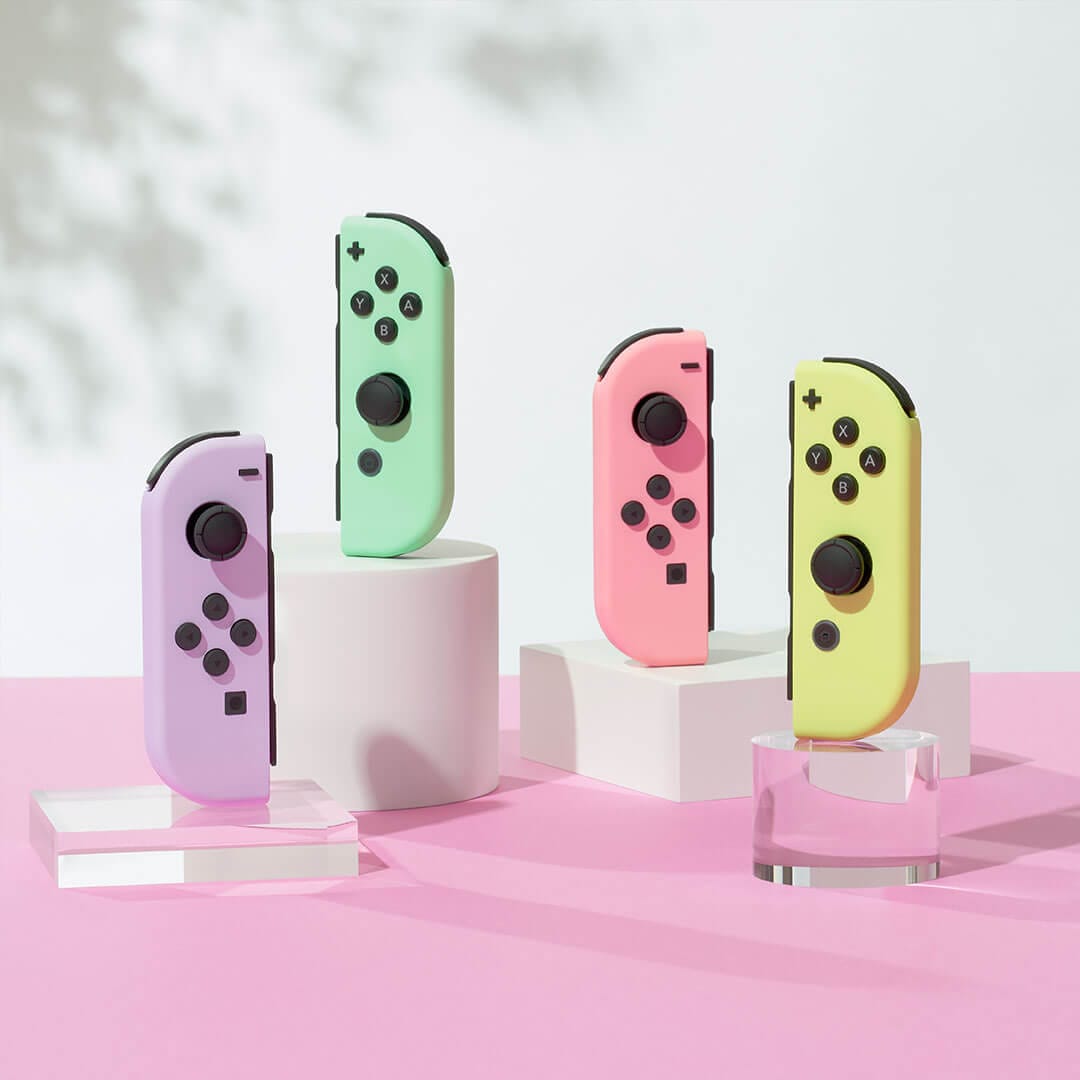 A full view of the four new colors of Joy-Con coming in late June
