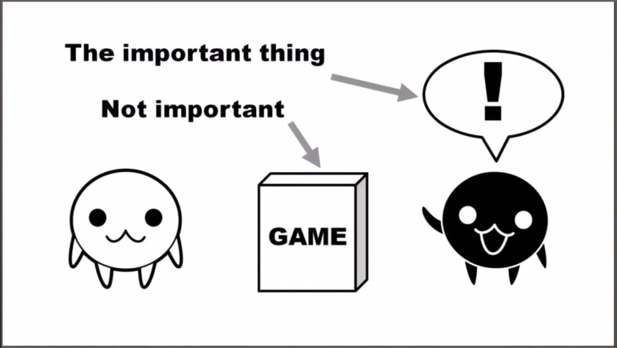 A still slide from Yoko Taro's GDC Talk about Game Design