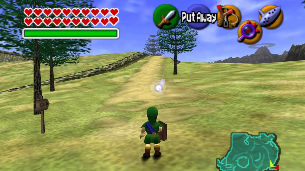 A gameplay screenshot from Ocarina of Time.