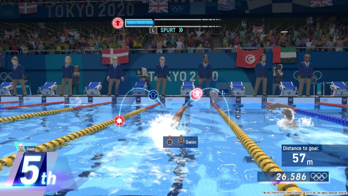 A screenshot showing swimming