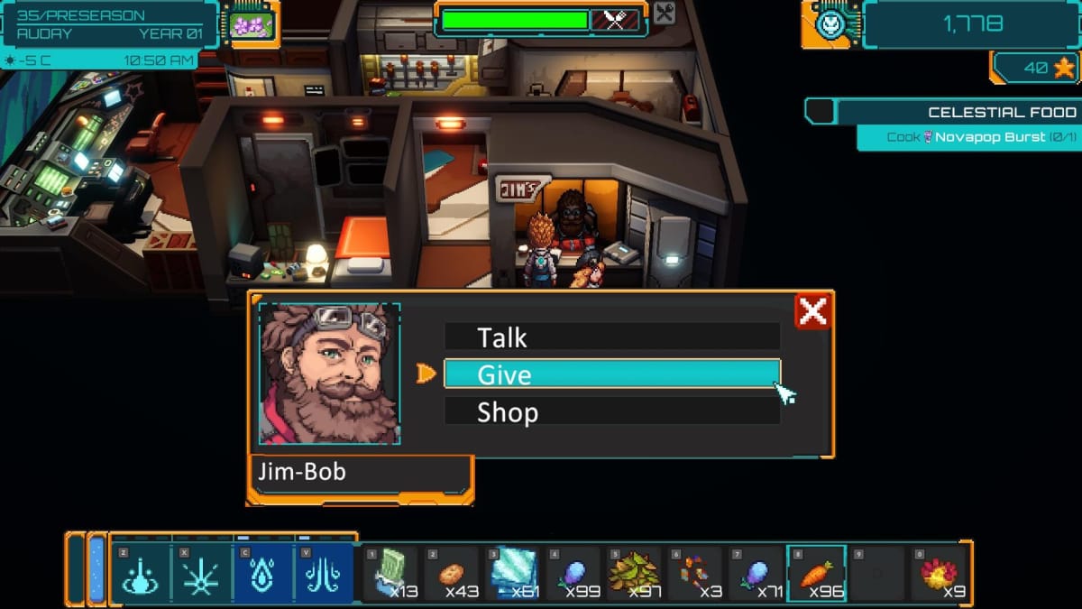 Gifting a Carrot to Jim-Bob in One Lonely Outpost.