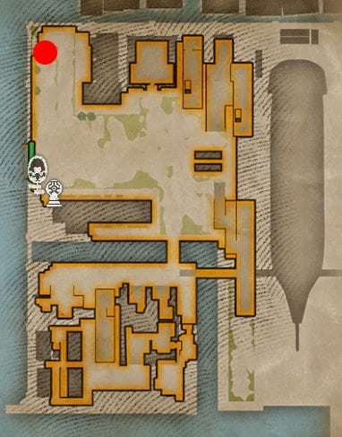 Map showing location of One Piece Odyssey Quiz Lady for the Level 3 sidequest.