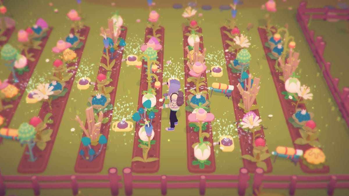 The player tending to their farm in Ooblets