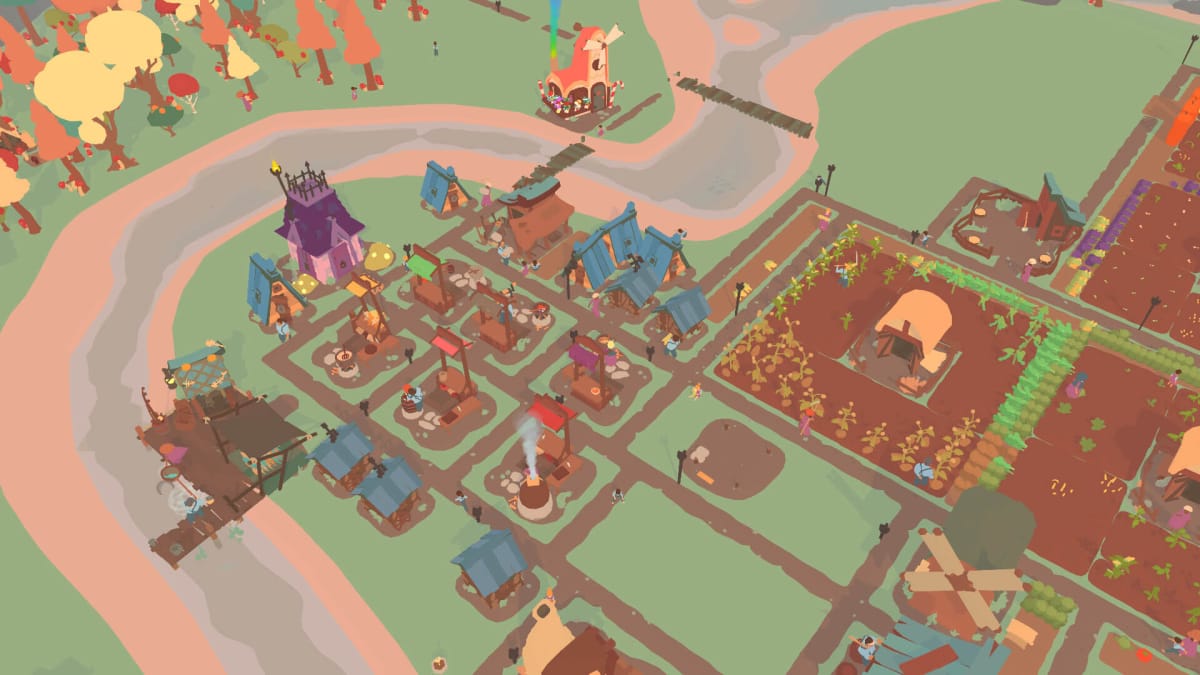 Outlanders screenshot showing a town slowly becoming a city.