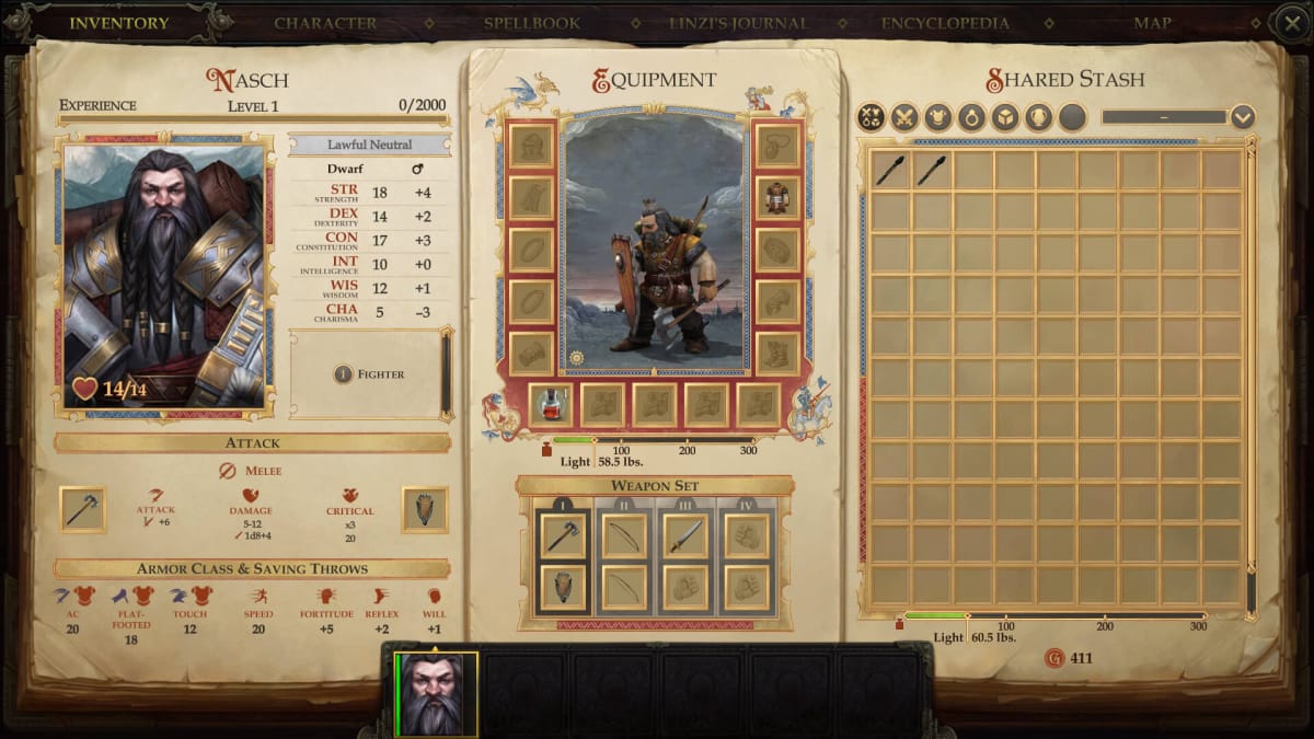 Pathfinder Kingmaker Fighter Guide Inventory Screen
