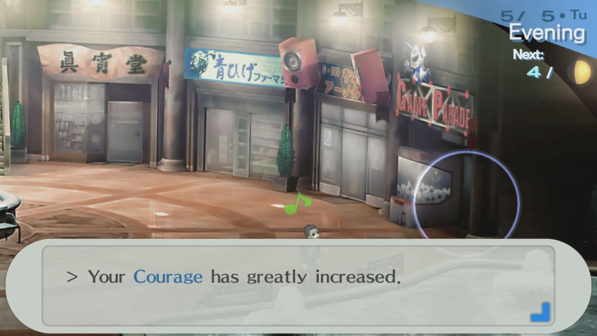 An image of the player being notified of a stat increase