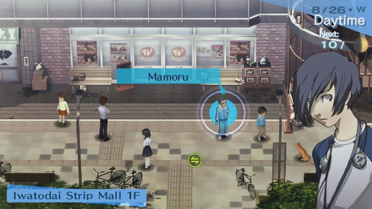 The protagonist finding Mamory in Persona 3 Portable