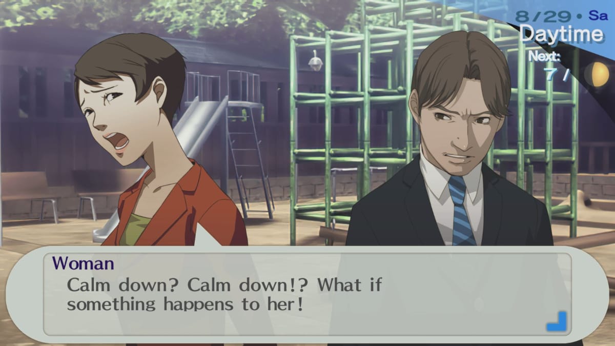 Maiko's parents fight in a scene in Persona 3 Portable